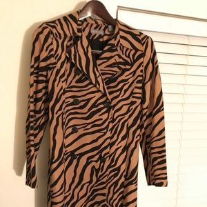 EUC - Tan and black animal-print trench coat